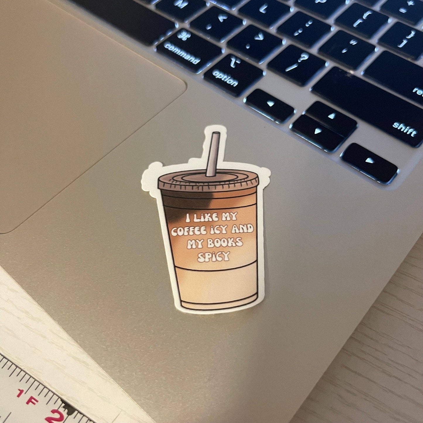 I like my coffee icy and my books spicy vinyl sticker